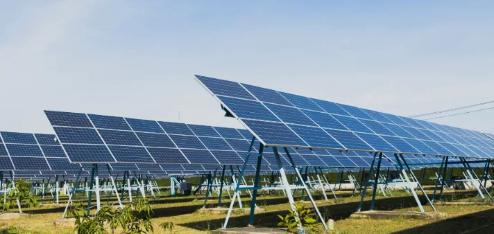 Solar panels at the open-access solar plant, Bhalod, Bharuch